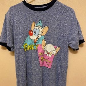 Pinky & The Brain T-Shirt.  Men’s Medium. Blue with lined collar & sleeves